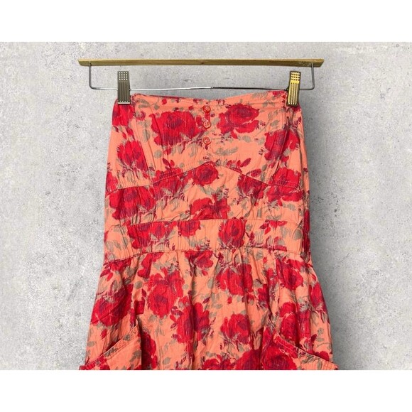 H&M Women's Sz 12 Fit & Flare Strapless Floral Bustier Sundress Elastic Smocking - Picture 4 of 7